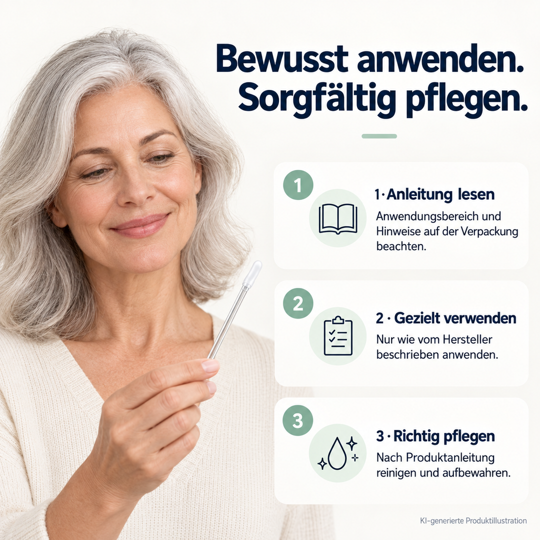 PureEars Anwendung und Pflege mit Person – Anleitung beachten