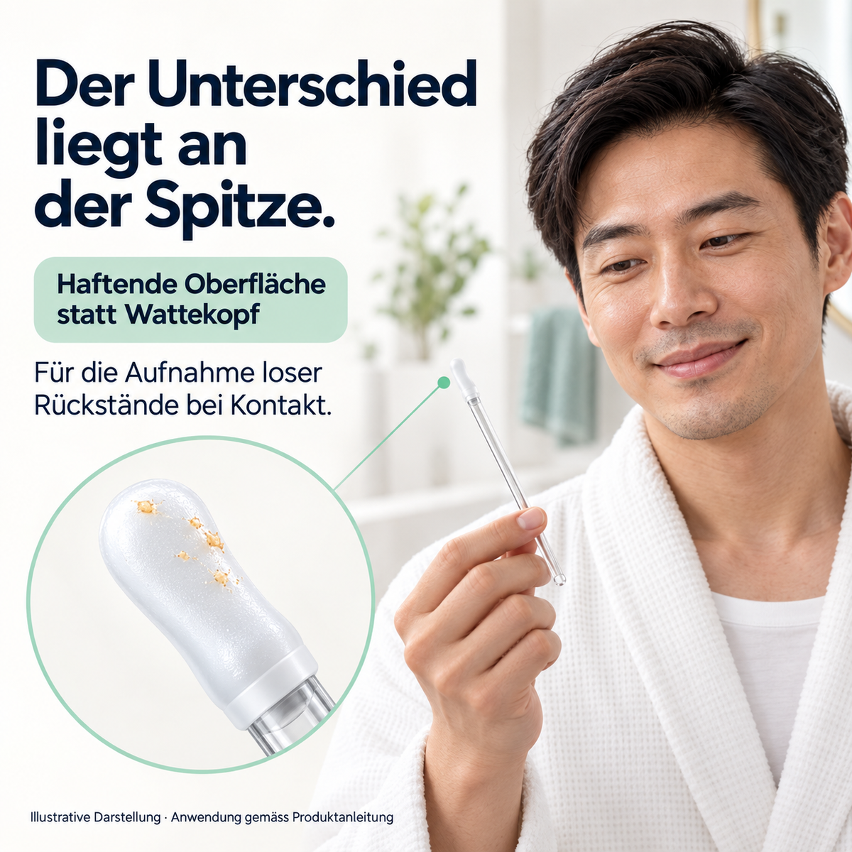 PureEars Nutzen: haftende Oberfläche mit Person – illustrative Darstellung
