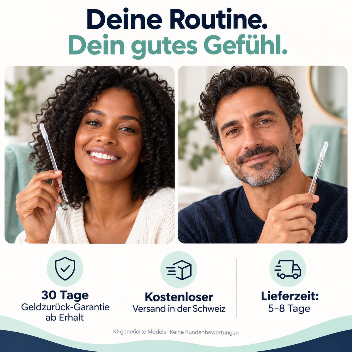 PureEars Garantie und Versand mit KI-Models, keine Kundenbewertungen